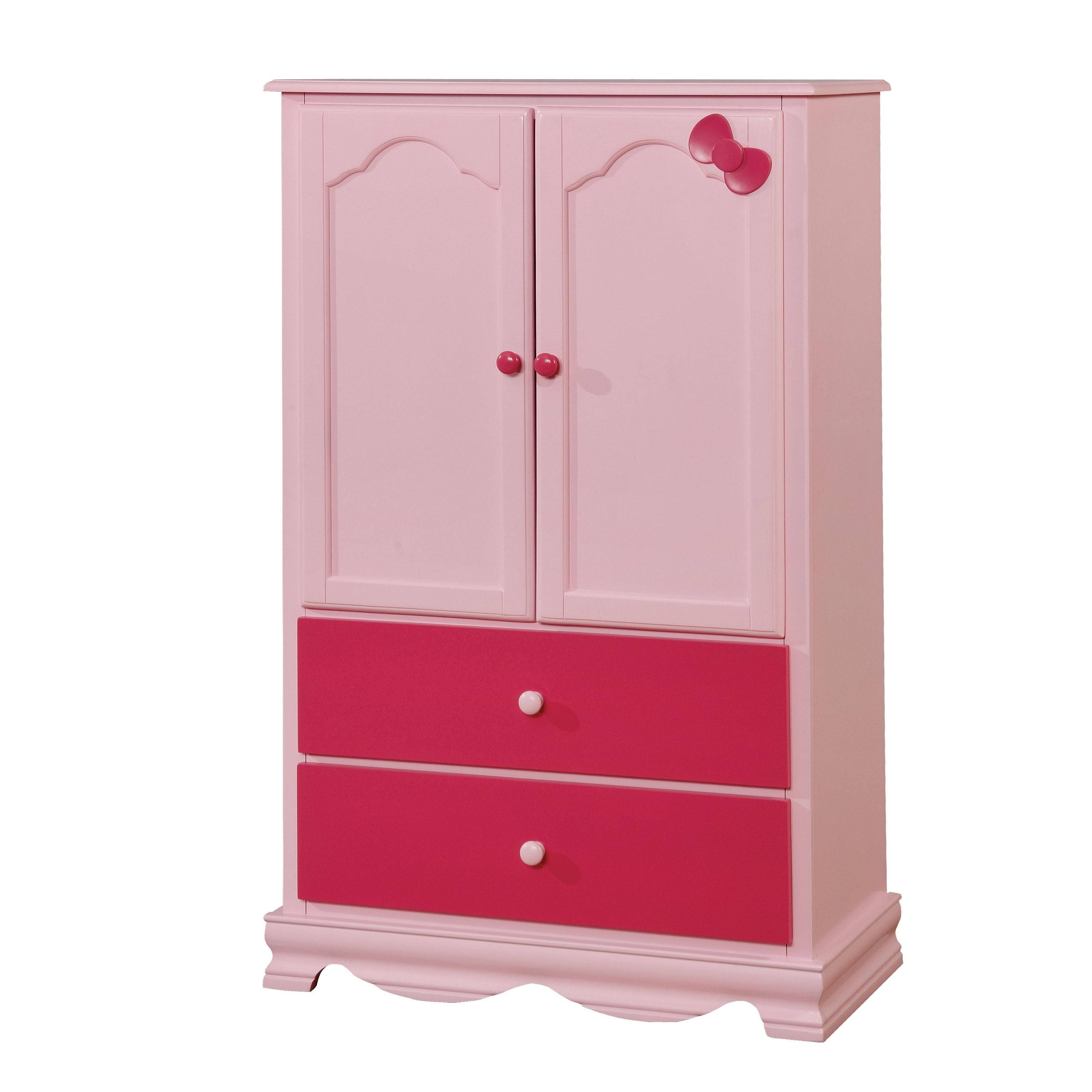 Furniture of America Jevi Transitional Solid Wood Youth Armoire - Pink