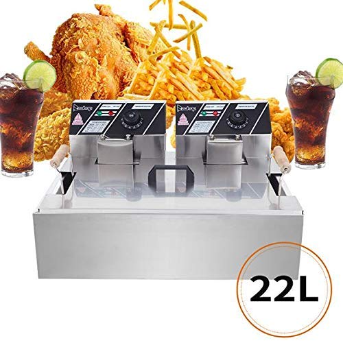 Electric Countertop Deep Fryer, Stainless Steel Large Capacity French Fries With Removable Basket and Professional Heating Element