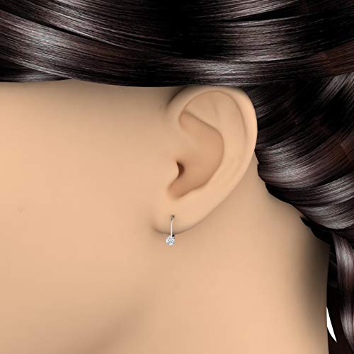 1/2 Carat Diamond Leverback Drop Earrings in 10K Gold - IGI Certified (I1-I2 Clarity)