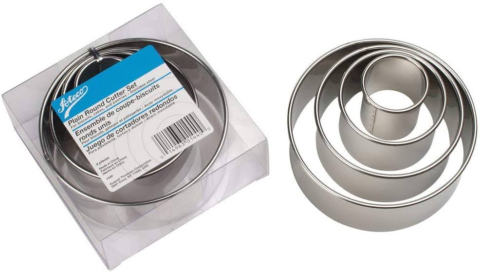 Ateco 1440 Stainless Steel 4 PC Round Cutter Set, Bakeware (12 Pack)