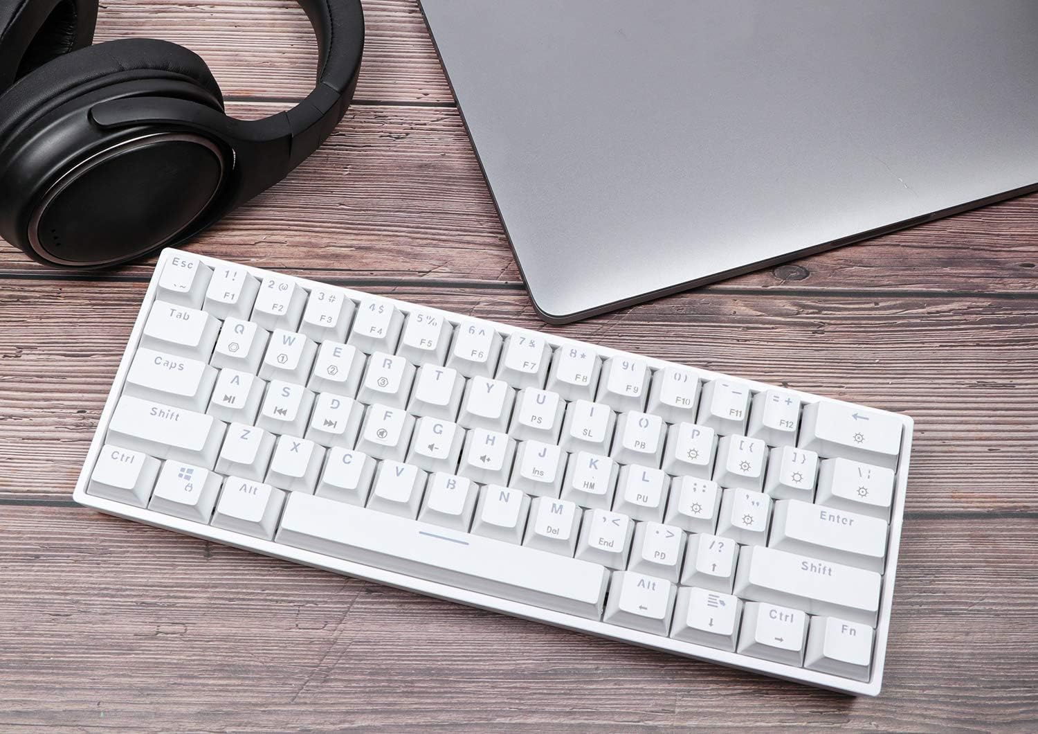 EPOMAKER SKYLOONG GK61 SK61 61 Keys Hot Swappable 60% Mechanical Keyboard with RGB Backlit, Doubleshot ABS Keycaps, Dustproof for Win/Mac/Gamers（Gateron Optical Blue, White