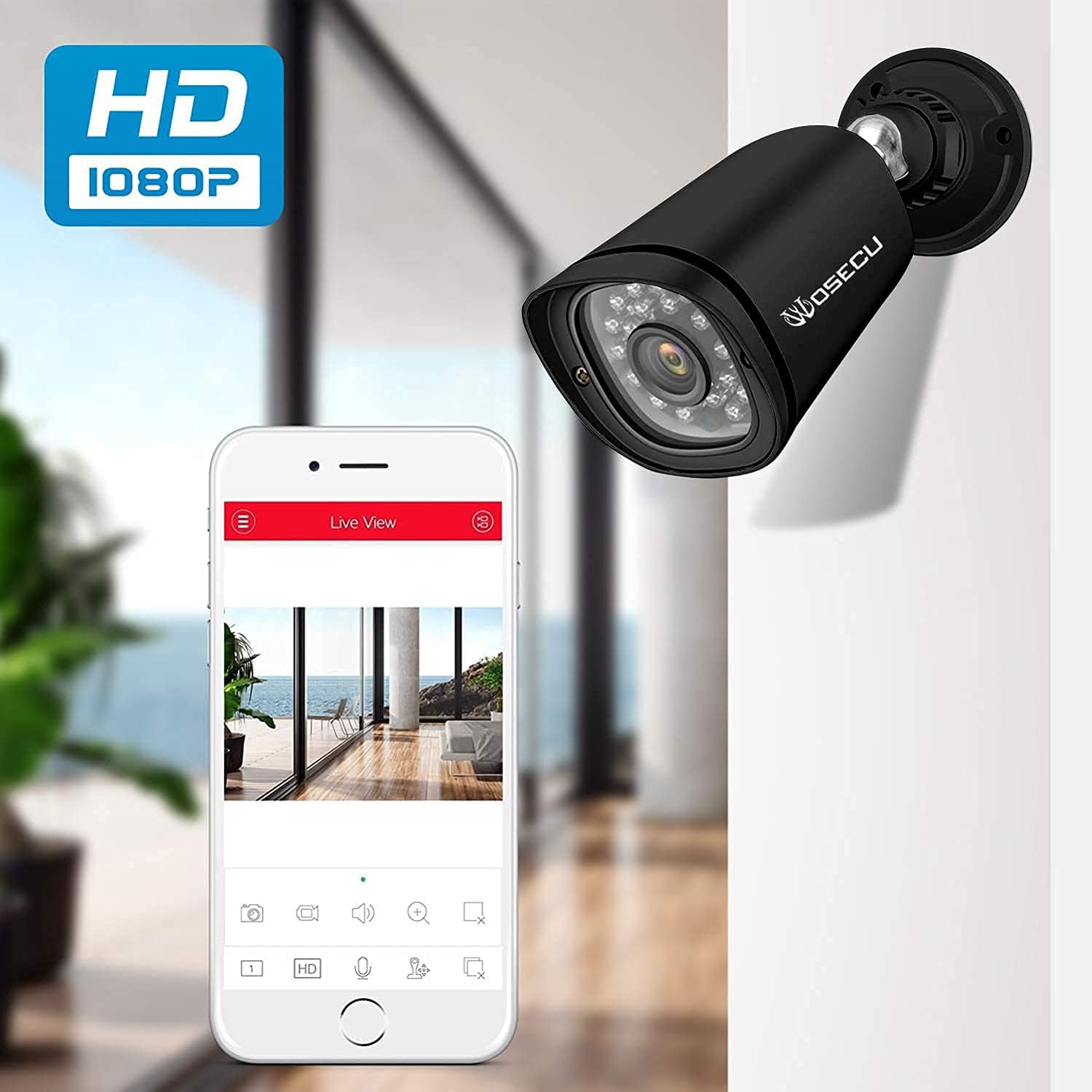 WOSECU 8CH Wireless Security Camera System, Home Security Outdoor 1TB Hard Drive Pre-Installed 4PCS 1080p Outdoor WiFi Surveillance Camera with Night Vision, Waterproof, Motion Alert, Remote Access