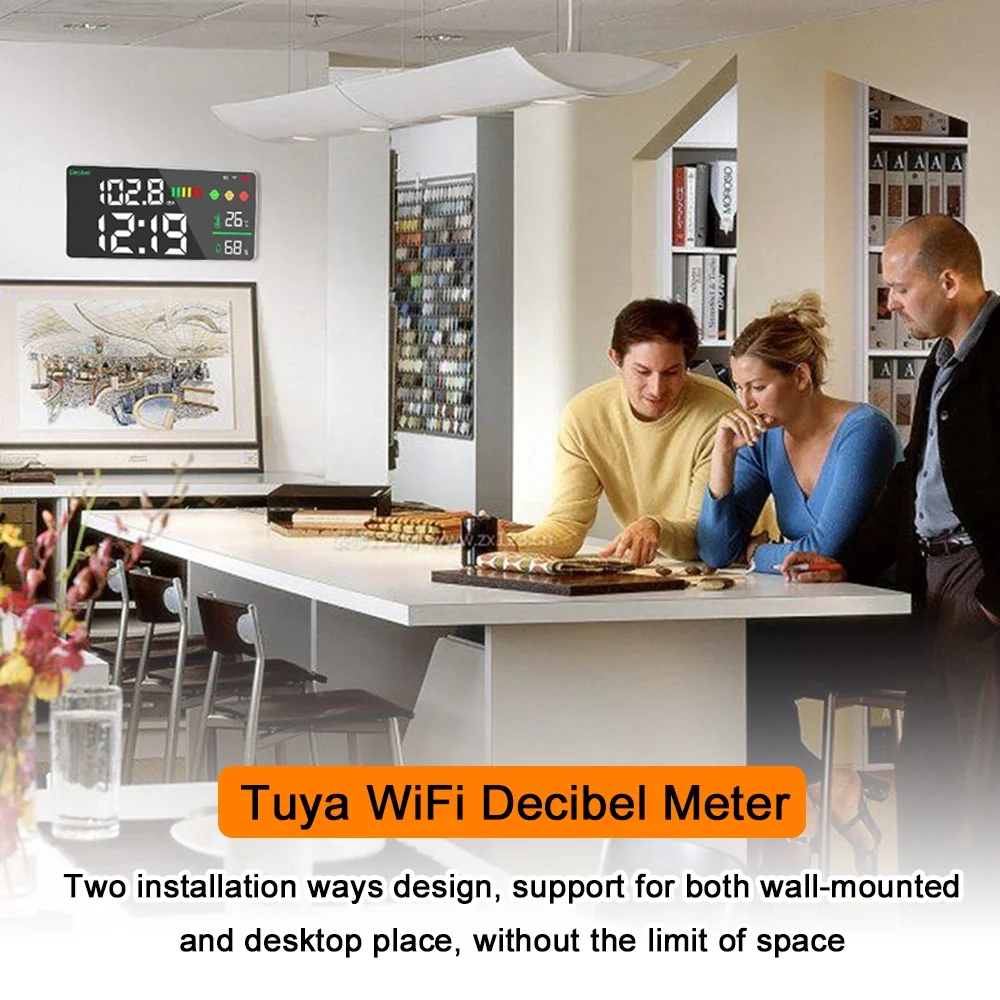 Carevas WiFi Decibel Meter 4in1 Humidity Decibel Test 11inch Color Display Intelligent Linkage APP Control Noise Decibel Meter