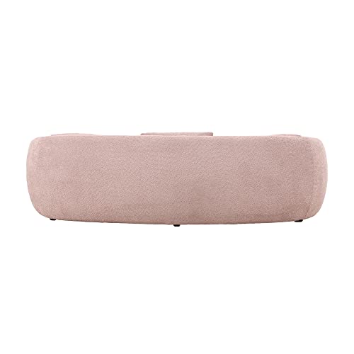 96.4" Mid Century Modern Curved Sofa for Living Room, 3-Seat Upholstery Boucle Fabric Couch for Bedroom, Office, Apartment, Brown