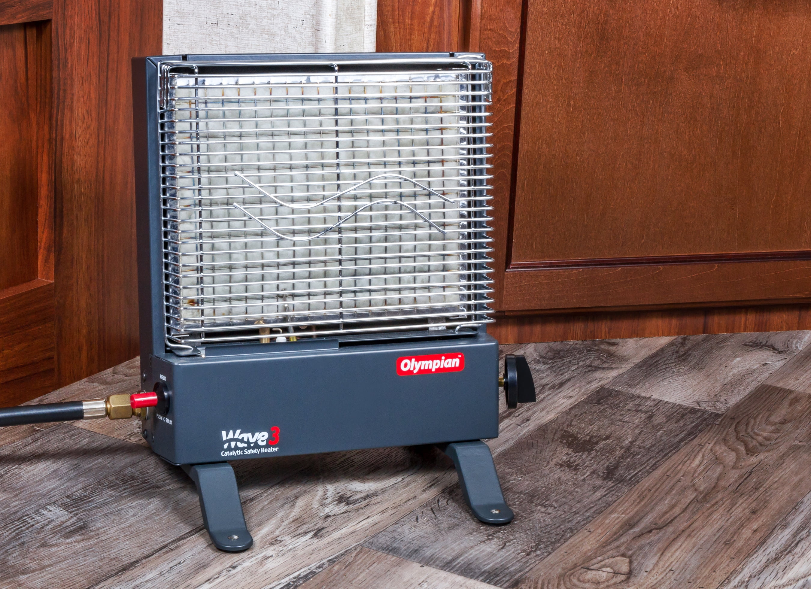 Camco Olympian RV Wave-3 LP Gas Catalytic Safety Heater, Adjustable 1600 to 3000 BTU, Warms 130 Square Feet of Space, Portable and Wall Mountable