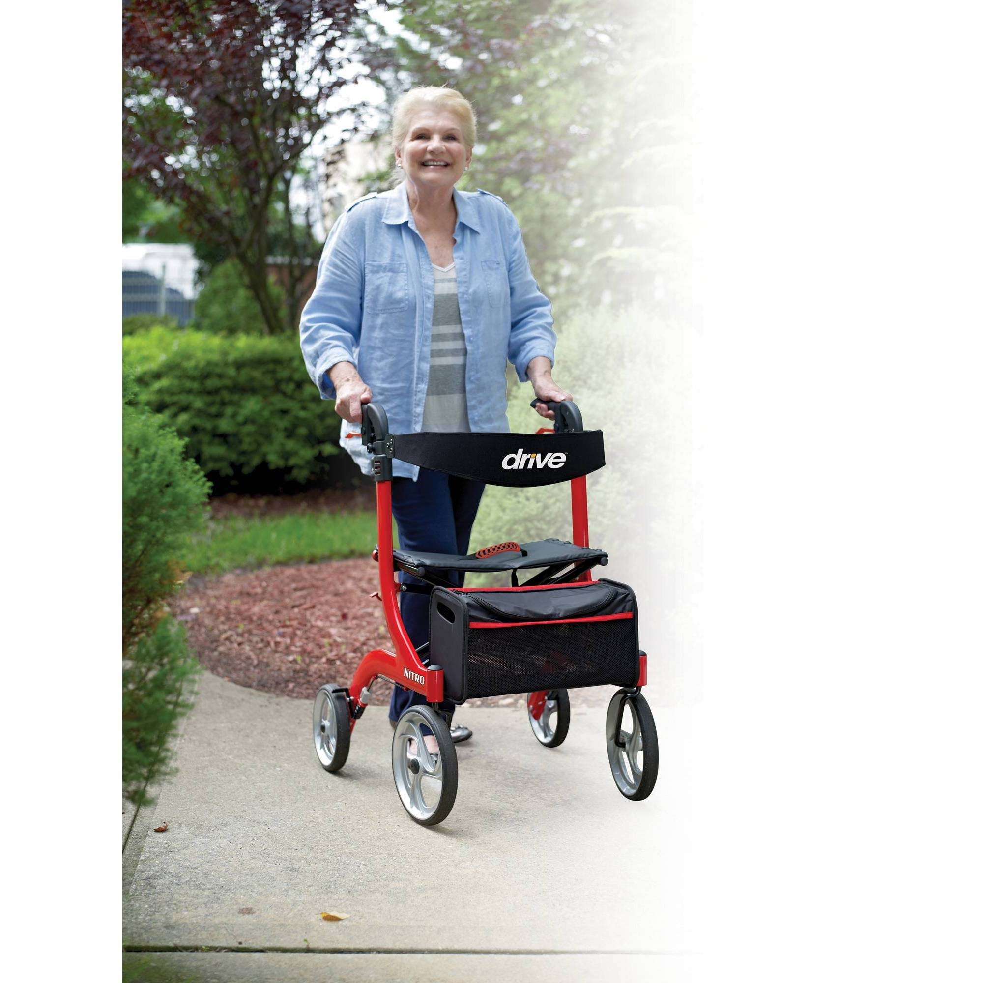 Drive Medical Nitro Euro Style Rollator Walker (Red)