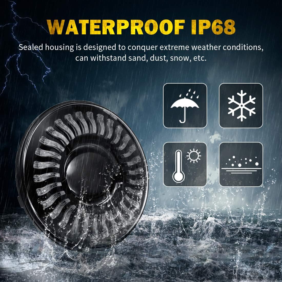 LED RGB Headlight with Amber Turn Signal, SUPAREE 7 Inch Round Halo LED Headlight Fits 1997~2018 Wrangler JK TJ LJ with Control 120W 12000LM High Low beam-2PCS