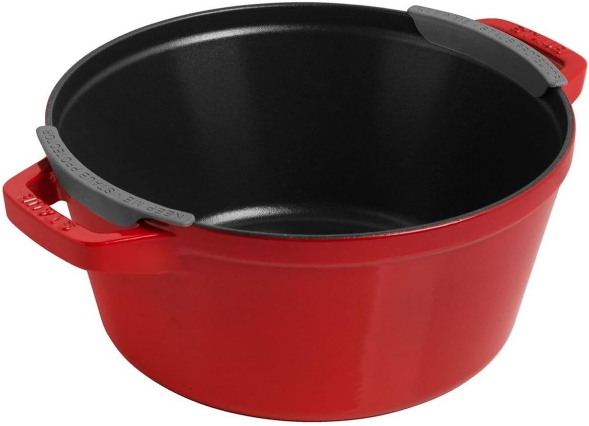 STAUB La Cocotte Cooking Pot Set 2 Pieces Round Cast Iron Cherry Red
