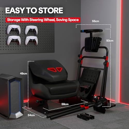 RACGTING Racing Simulator Cockpit, Foldable & Adjustable Racing Seat for Logitech G29, G920, G923, G27, G25, Thrustmaster models like T248, T248X, T300RS GT, T150, T80, TX, T-GT, TS-PC, Black