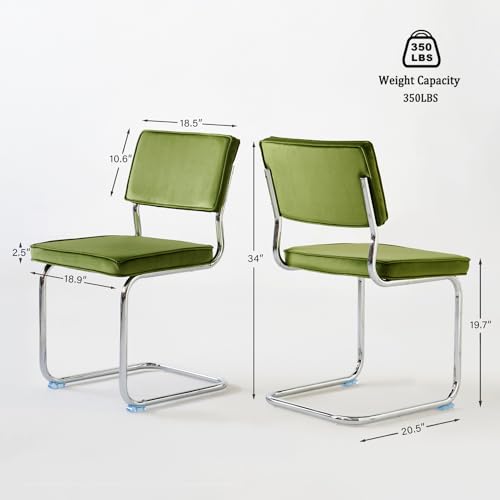Velvet Dining Chairs,Mid Century Morden Dining Chairs, Minimalistic Style Kitchen & Dining Room Chairs, Upholstered Comfort Chairs with Chrome Metal Legs (Orange, 4PCS Dining Chairs)