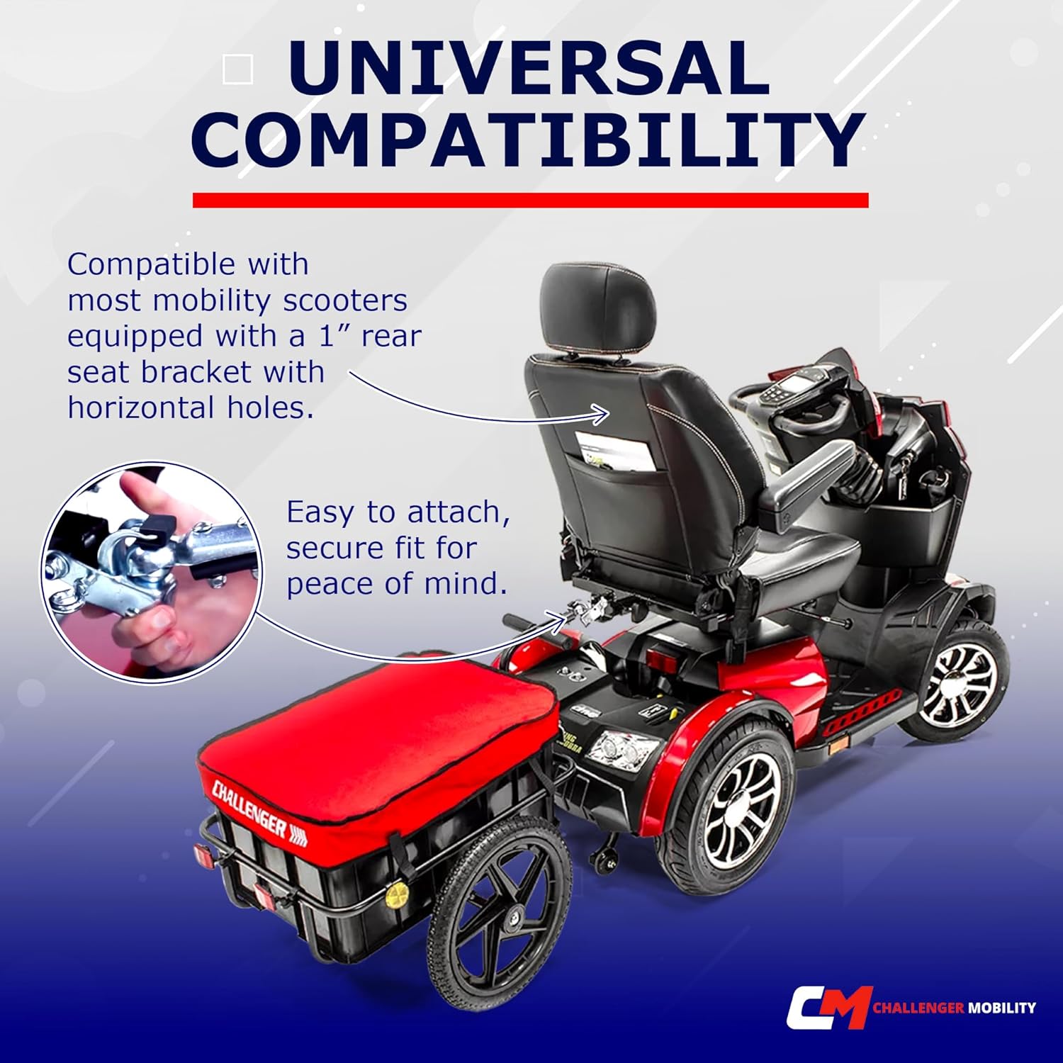 Challenger Scooter Trailer for Pride Mobility Scooters Heavy Duty - Large Tires J2800