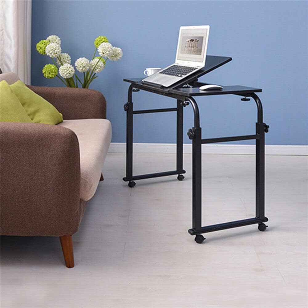 Cross-Bed Stretchable Overbed Tables,Laptop Desk with Wheels,Bed Tables Adjustable Height and Length Over The Bed,with Adjustable tilt Table top and Storage Storage