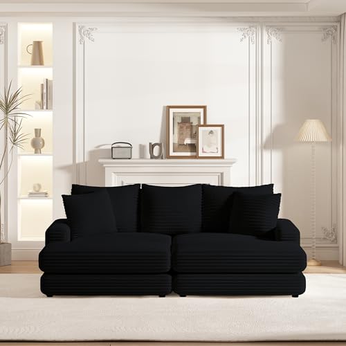 Modern Minimalist Cloud Sofa with Extra Deep Seats,Convertible Sectional Sofa Couch with Removable Back Cushions, 2 pillows and Ottoman for Living Room,Office,Apartment,Small Space,Beige