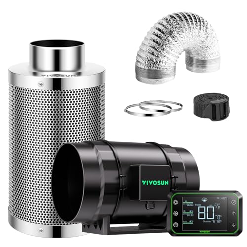 VIVOSUN Ventilation System with AeroZesh Inline Duct Fan, GrowHub E42A WiFi-Controller, Air Carbon Filter and Ducting