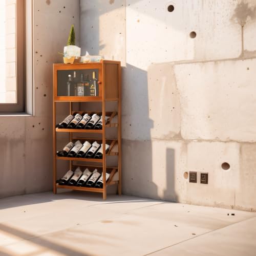 Wine Storage Cabinet Liquor Cabinet Wet Bar Farmhouse Corner Cabinet Industrial Wine Rack Freestanding & Cabinets 4 Tier Freestanding Wine Rack for Corner Display Cabinet for Small Space