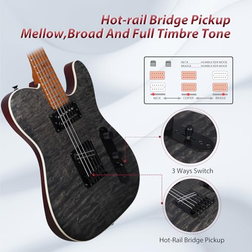 TOSTAR Electric Guitar Kit, 39 Inch Solid Wood Right Handed Guitar for Beginners Starter with Amp, HSS Pick Up, Poplar Body, Hand Polished, Mint Green, TST-220-SFG-NEW