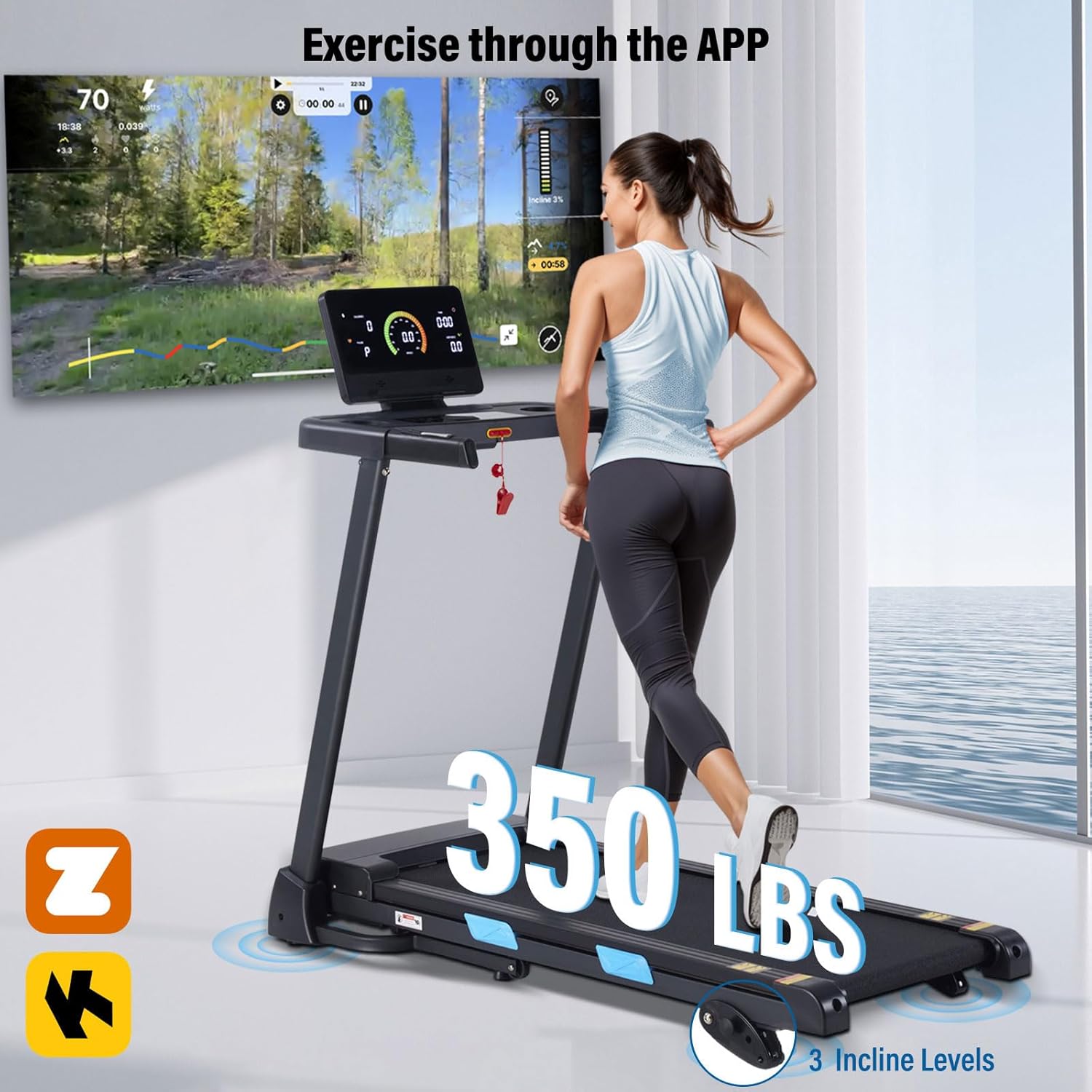 Treadmills for Home, 350 lbs Capacity 3.0HP Treadmill with Incline, LCD Display, 0.5-10 MPH Speed, 36 Preset Programs, 17" Wide Belt Running Treadmill
