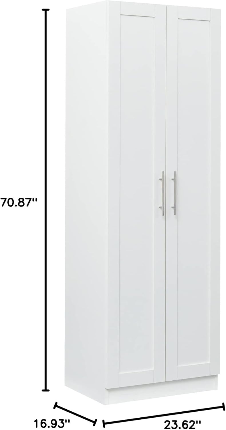 Wardrobe, Wardrobe Clothes Organizer, Wardrobe Closet, 70.8 Inch High Sideboard, Freestanding Tall Storage Cabinet with 2 Doors and 3 Dividers for Kitchen, Living Room, Bedroom (White)