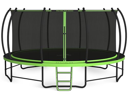 BCAN 8FT 10FT 12FT 14FT 15FT 16FT Recreational Trampoline with Enclosure for Kids Adults, ASTM Approved, Outdoor Trampolines with Ladder for Kids