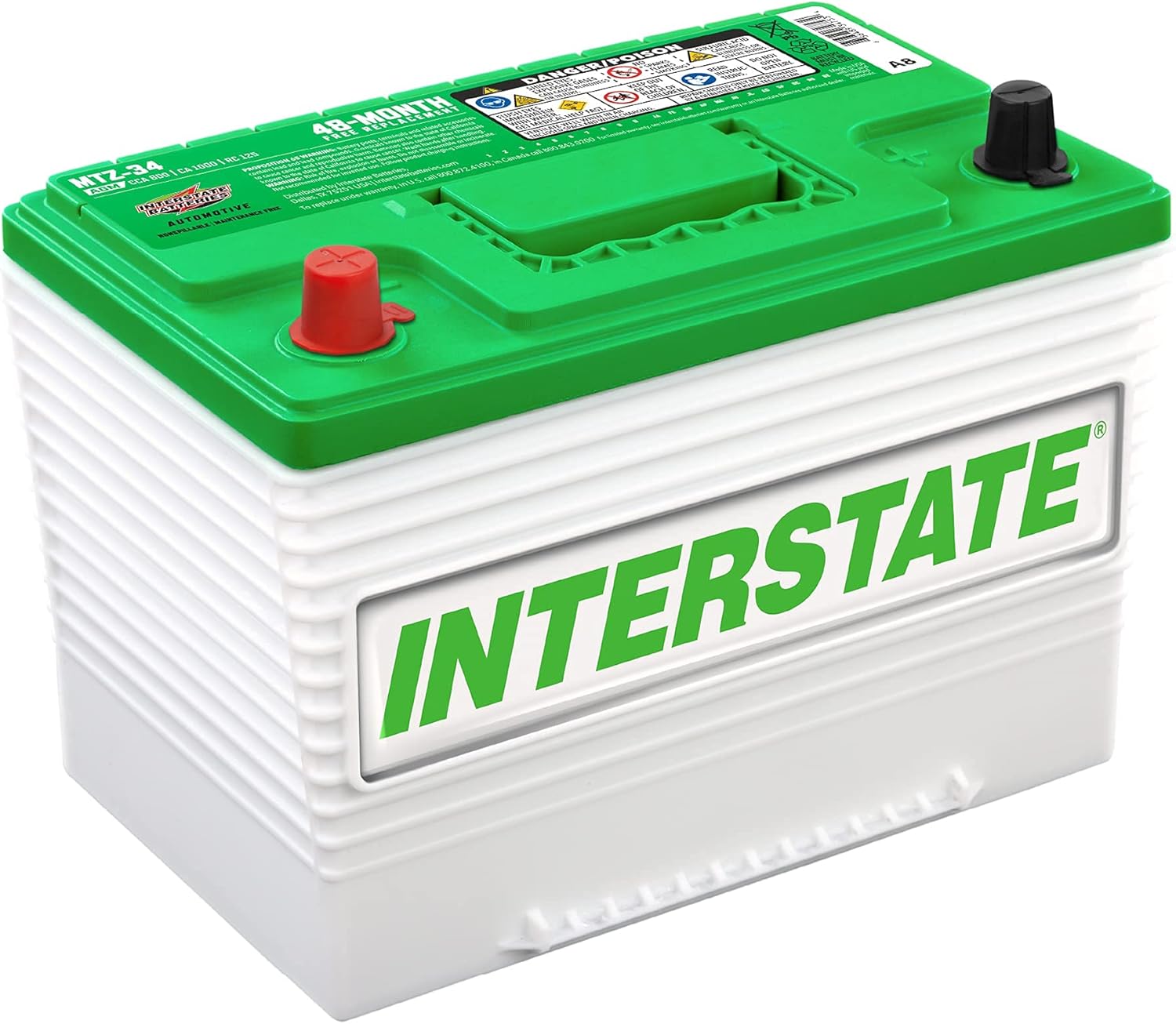 Interstate Batteries Automotive Battery 12V 63Ah (Group 34, 24) Pure Lead, Deep Cycle, Top Post Automobile Replacement (MTZ-34) Car, Jeep, SUV, Truck, Van
