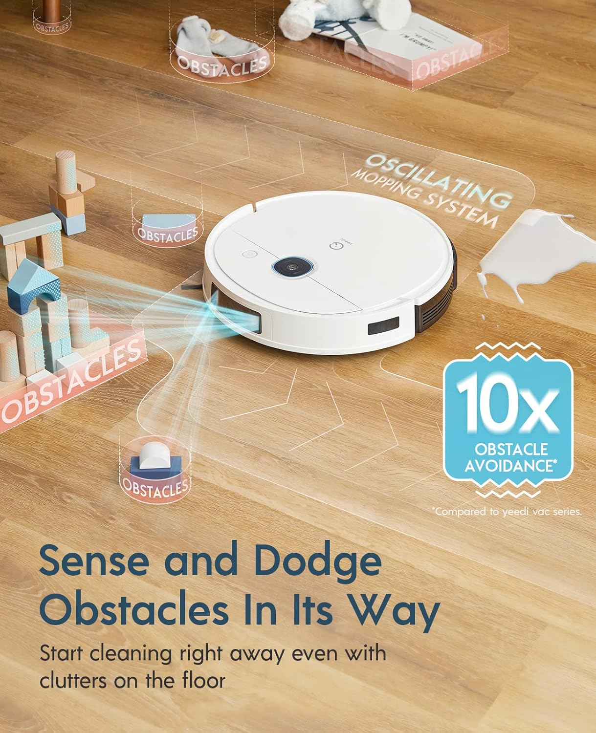 yeedi vac 2 pro Robot Vacuum and Mop Combo, 3000Pa Suction with ��Patented�� Oscillating Mopping, 3D Obstacle Avoidance, 240mins Runtime, Perfect for Carpet and Hard Floor Cleaning and Pets Family