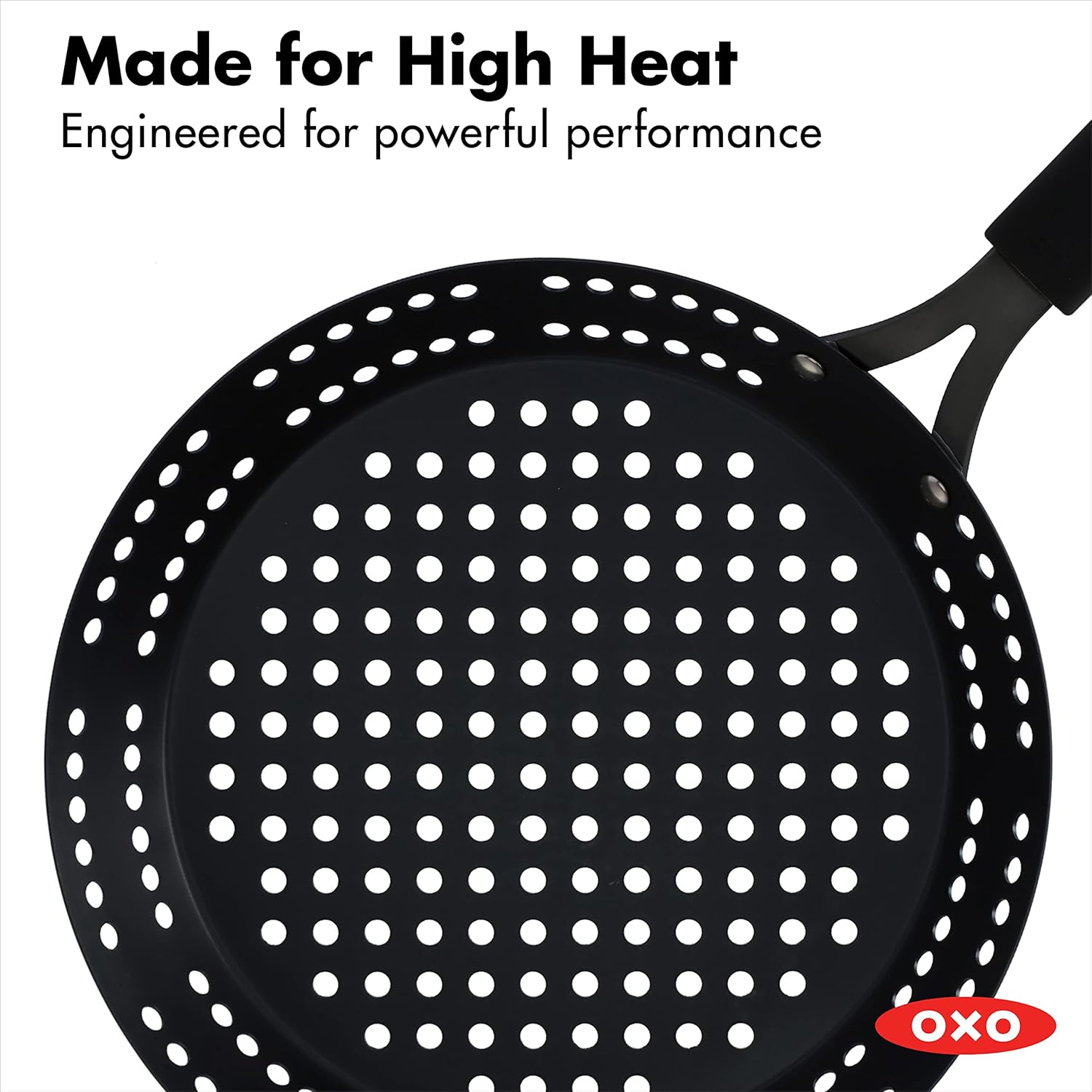OXO Obsidian Pre-Seasoned Carbon Steel Induction Safe 12 Outdoor Frying Pan/Skillet with Silicone Sleeve, Black