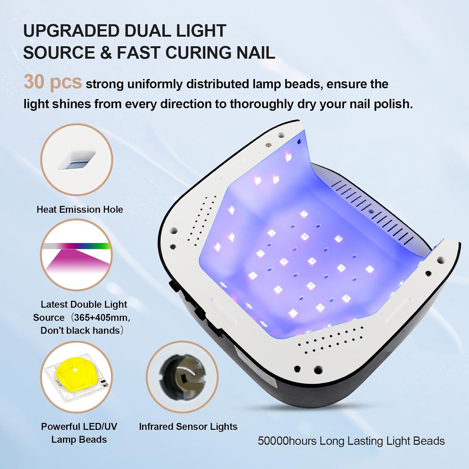 Lavinda Professional Nail Drill Machine, Electric Nail Drill Kit for Acrylic Gel Nails & UV Nail Lamp 54W Rechargeable Nail Dryer