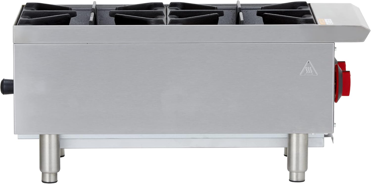 IRHP-12-2B 12" Two Burner Countertop Commercial Gas Hot Plate, Stainless Steel, 50,000 BTU, ETL Listed