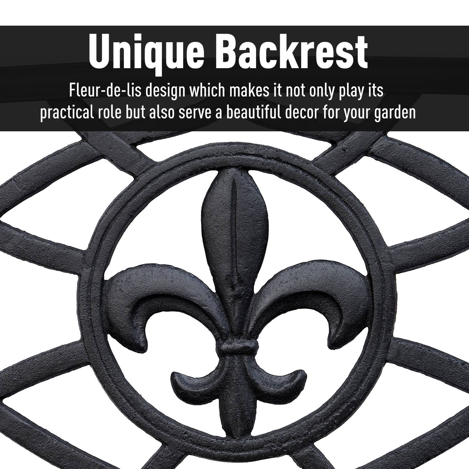 Outsunny Metal Porch Swing Chair Seat with Fleur-de-lis Decor, Steel