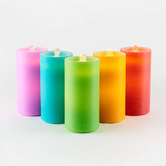 One Hundred 80 Degrees Water Wick LED Pillar Candle Fountain Bright Solid Assorted