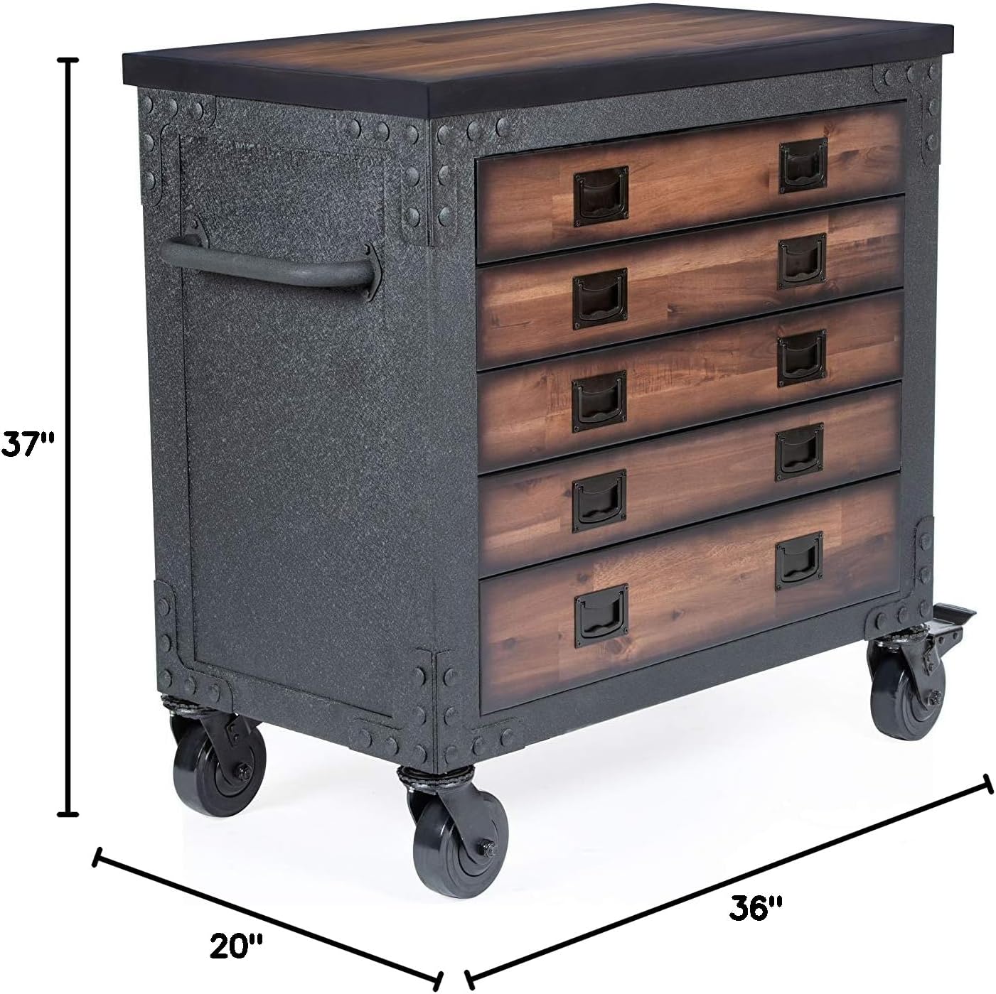 DuraMax 36" 5 Drawer Rolling Tool Chest with Wood Top 68006