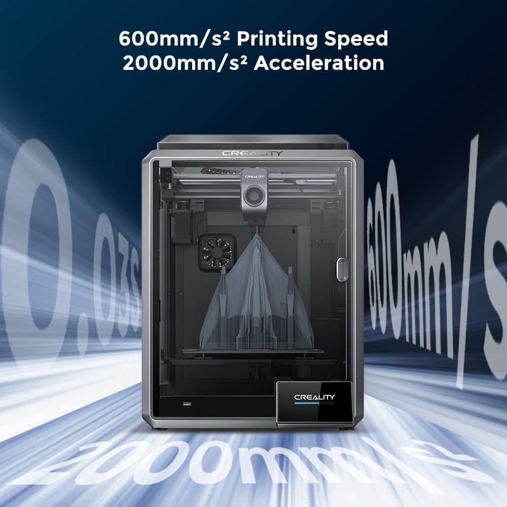 Comgrow Creality K1 3D Printer with 600mm/s Printing Speed Auto Leveling and Filament PLA Black and White