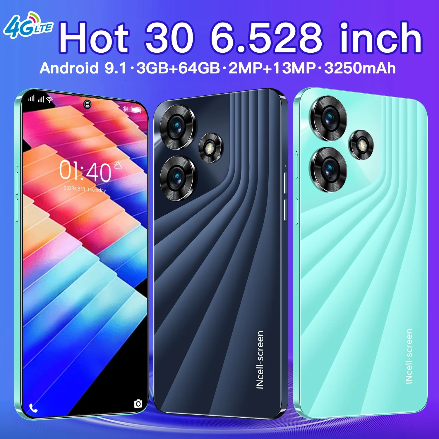T-Mobile Unlocked Android Phones, Chycet 6.52" Unlocked Cell Phones 4G Dual Sim Smartphone | 13MP + 5MP Camera | Facing Unlocking Mobile Phones| Black