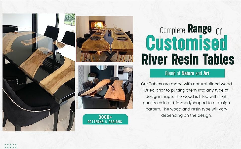 Natural Wood with Epoxy Dining Table Resin Coffee Table Living Room Table for 2, 4, 6, 8 Epoxy RIver Table Top Resin Table Home Decor Side/End Table Patio Table (18" Inches Tall, 90 x 36 Inches)