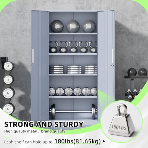 Incbruce 72” Metal Storage Cabinet, Garage Cabinets and Storage System with Doors and Shelves, Tall Lockable Tool Cabinet for Garage, Office, Home (Black)