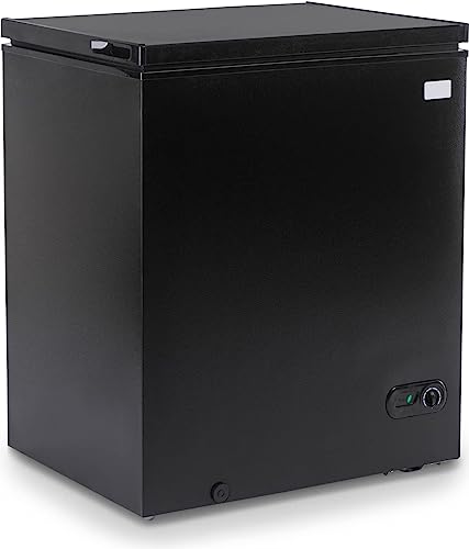 3.5 Cu Ft Chest Freezer, Compact Freezer with 7 Level Adjustable Temperature,Top Open Door Freezer with Removable Storage Basket,Energy Saving Deep Freezer, Black