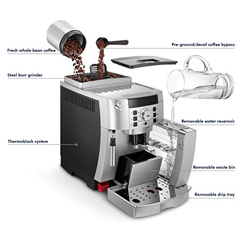 De'Longhi ECAM22110S Magnifica XS Fully Automatic Espresso Machine with Manual Cappuccino System, 9.4 x 17 x 13.8 inches, SILVER AND BLACK