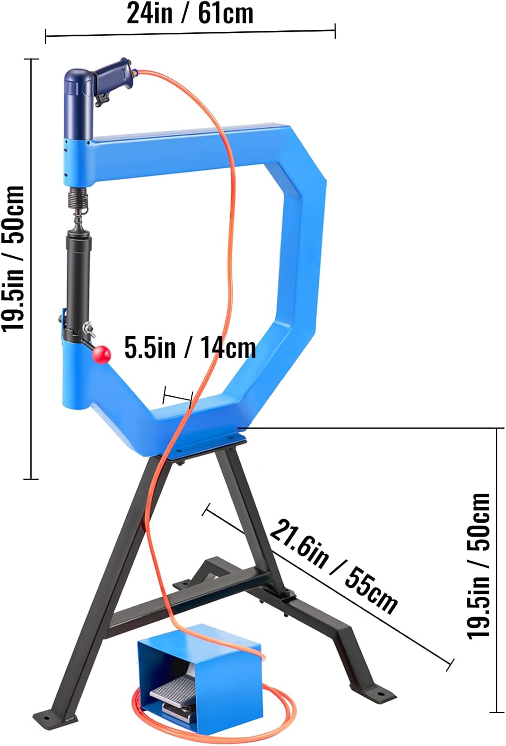 VEVOR Pneumatic Planishing Hammer, 19.63" Throat Power Hammer Blacksmithing, Planishing Hammer w/Foot Pedal & Steel Stand, 50-100PSI Air Planishing Hammer, English Wheel for Industrial Metal Shaping