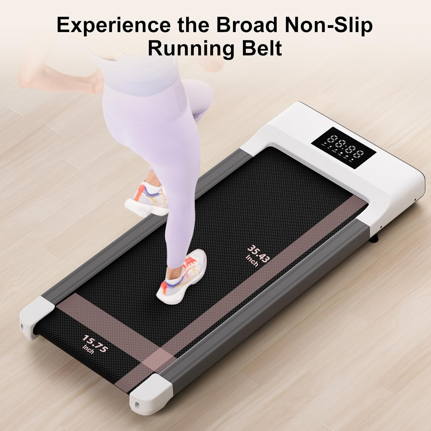 Walking Pad Treadmill, Mini Under Desk Treadmill for Home&Office, Portable Walking Treadmill with Remote Control LED Display(White-45.12" L)