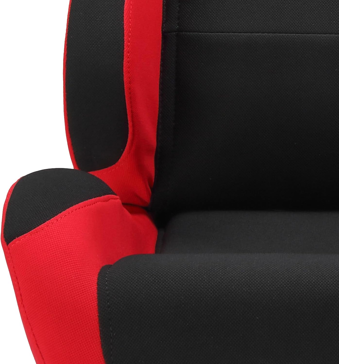AutoForever 2Pcs Universal Fully Reclinable Nylon Racing Seats Double Slide Black and Red, With seat slide