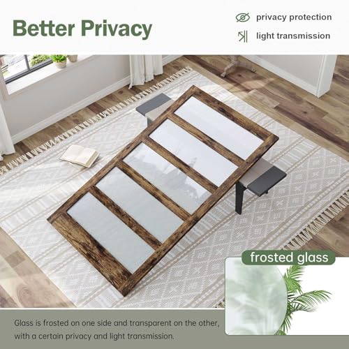 36x84 Inch Glass Sliding Barn Door Slab and 6.6ft Hardware Kit Included, 5 Frosted Glass, LVL Wood Panel Covered with White Water-Proof Scratch-Proof PVC Surface, Simple DIY Assembly