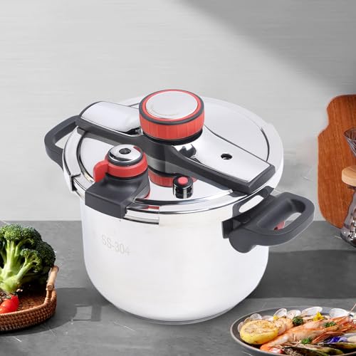 Stainless Steel Pressure Cooker, 2 Gear Pressure Cooking Pot Stainless Steel Pressure Canner with Foldable Handle Universal Pressure Cooking Pot for Induction Gas Stove Open Flame