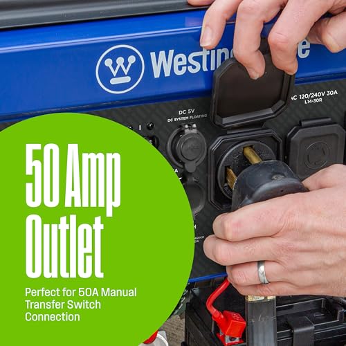 Westinghouse 12500 Peak Watt Tri-Fuel Home Backup Portable Generator, Remote Electric Start, Transfer Switch Ready, Gas, Propane, and Natural Gas Powered
