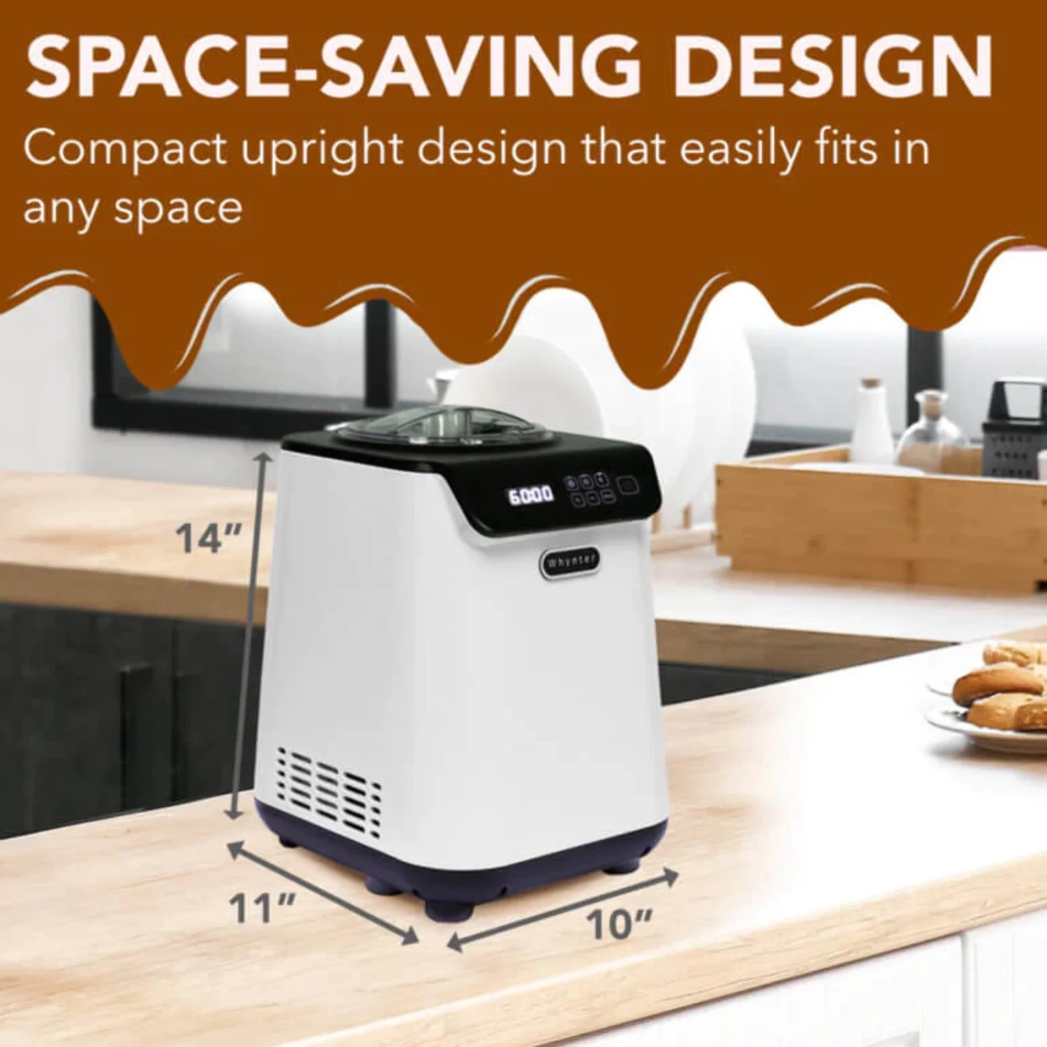 Whynter 1.28 Quart Compact Upright Automatic Ice Cream Maker with Stainless Steel Bowl White