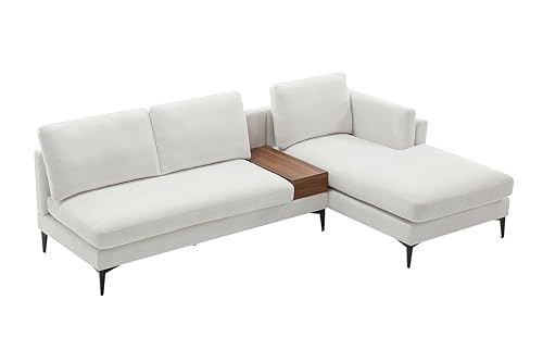 Morden Fort Modern Cloud Couch Sectional L Shaped Modular Sofa with Reversible Chaise 4 Seater Couch Sofa for Living Room， Linen Fabric, Beige
