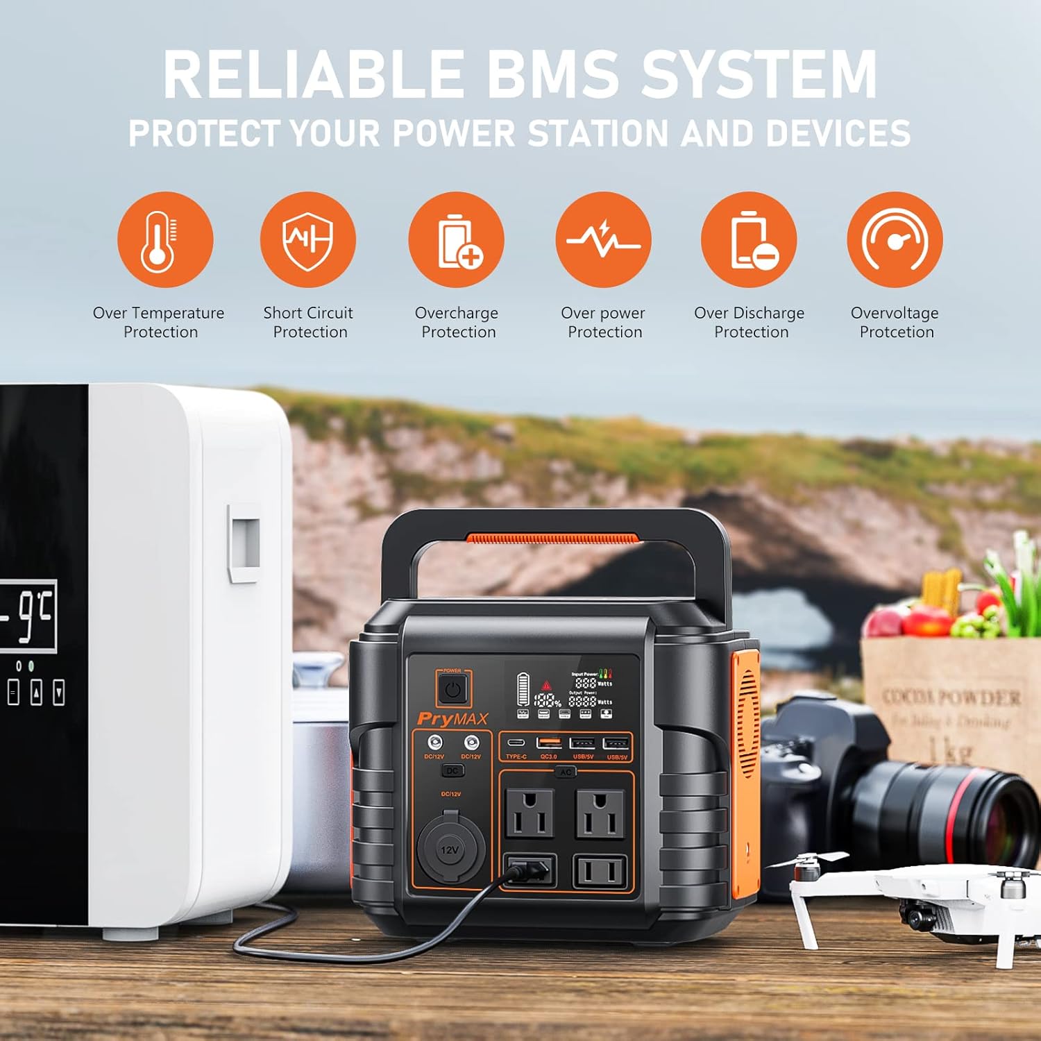 PryMAX Portable Power Station 296Wh/330W Outdoor Solar Generator Mobile Backup 80000 mAh Lithium Battery Supply, 110V Pure Sine Wave AC Outlet 300 for Hurricane ,Storm , Home Blackout, Outdoor Adventure, Camping, A10 CPAP