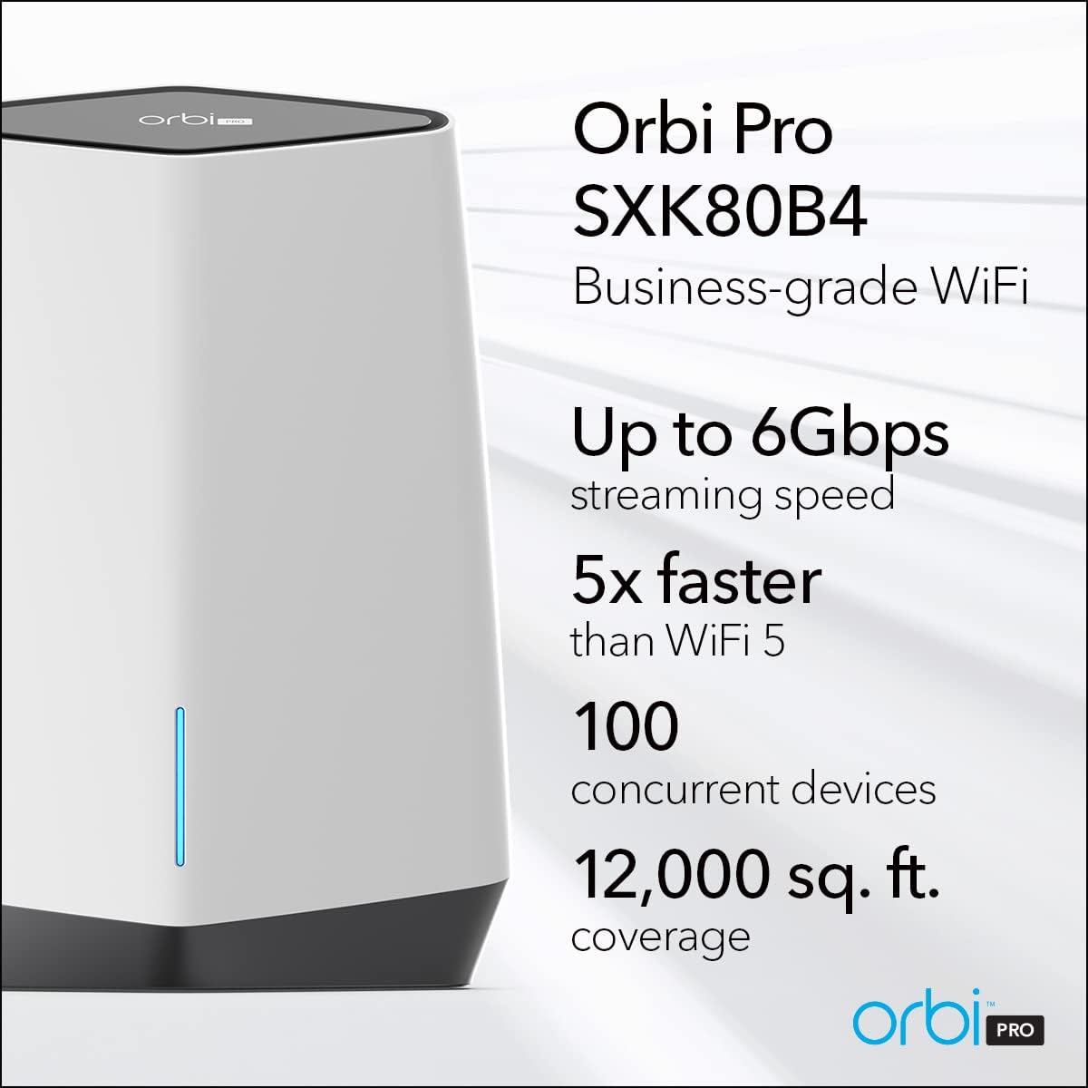 NETGEAR Orbi Pro WiFi 6 Tri-band Mesh System (SXK80) | Router with 1 Satellite Extender for Business or Home | Coverage up to 6,000 sq. ft. and 60+ Devices | AX6000 802.11 AX (up to 6Gbps) (Pack of 2)
