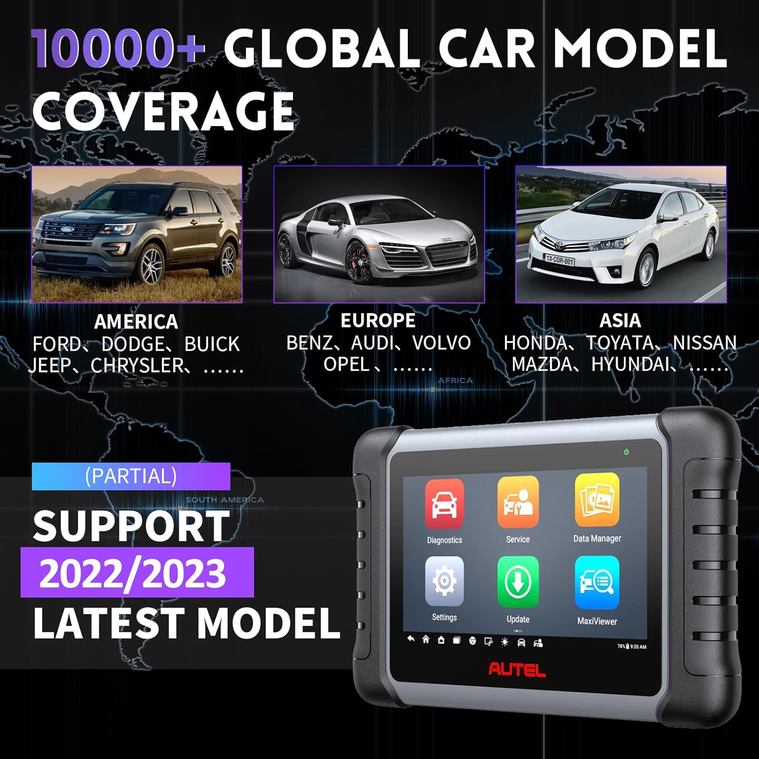 Autel Scanner MaxiCOM MK808Z - 2024 Bidirectional Tool Updated of MX808/MK808, Same As MK808S MX808S, Alternative MX900 All System Diagnostic Tool, 28+ Service, Active Testing Scanner