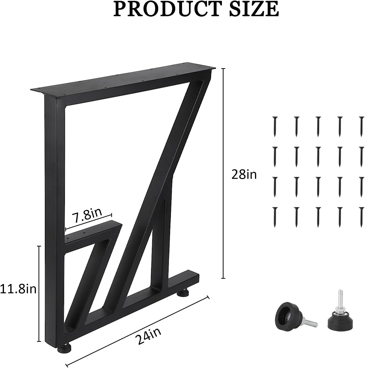 Metal Table Legs 28"x124" - Heavy Duty, Black Industrial Rustic Design, for Dining, Coffee, Writing, and Garden Tables (2PCS)