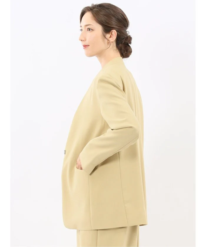 Stretch Washable Woolish No Collar Jacket
